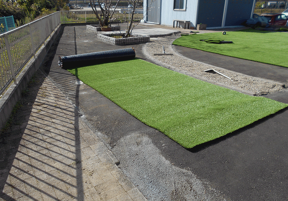 人工芝,張り合わせ,施工